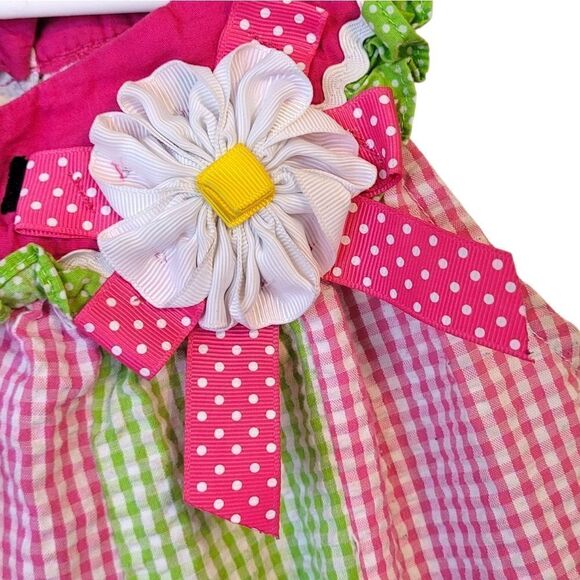 Emily Rose Girl's Pink & Green Seersucker Watermelon Dress Size 6 - Picture 4 of 5